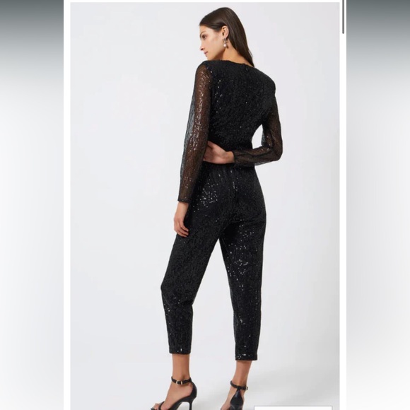 French Connection | Dilara Sequined Cropped Jumpsuit | Size 6 | NWT - Picture 2 of 7